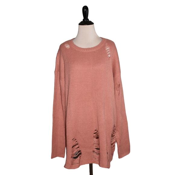 SHOW ME YOUR MUMU NEW $140‎ Tamaya Distressed Ripped Sweater in Mulberry Medium - Picture 1 of 4